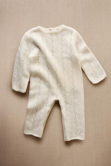 아기용 캐시미어 롬퍼 수트 - Zara 스크래치 화이트