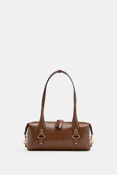 BOLSO DE HOMBRO DETALLES METÁLICOS - Tostado oscuro de Zara