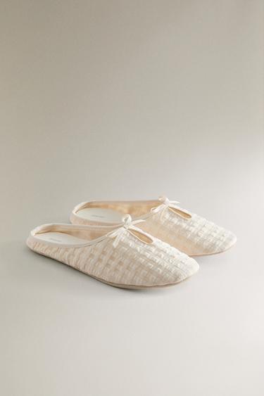 GINGHAM MULE SLIPPERS - Beige by Zara - Image 1