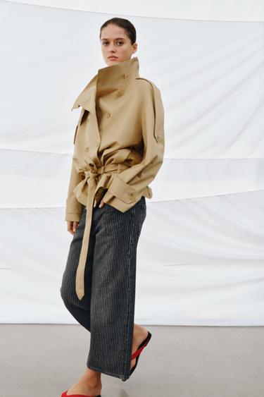 JEANS ZW COLLECTION JUPE-CULOTTE TAILLE MOYENNE À RAYURES - Noir de Zara - Image 4