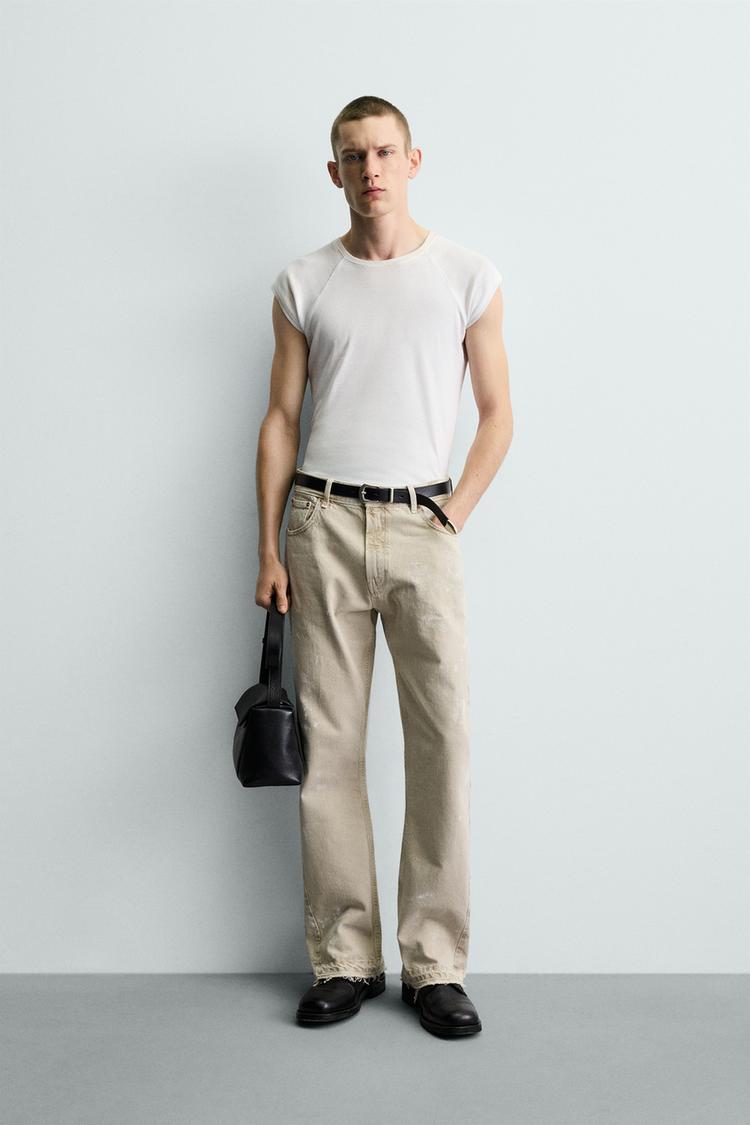 ZARA FLARE JEANS WITH SPLASH EFFECT