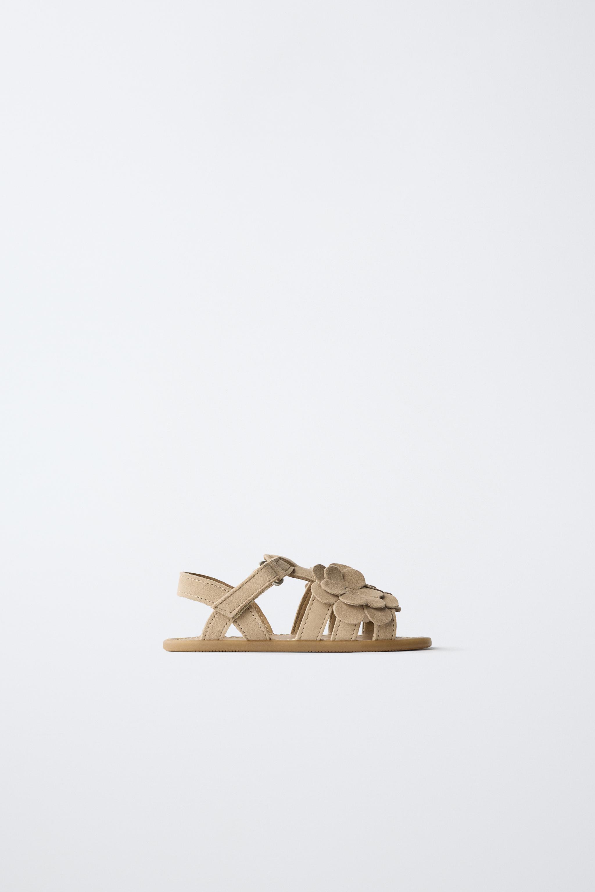 FLORAL LEATHER BAREFOOT SANDALS — Gold