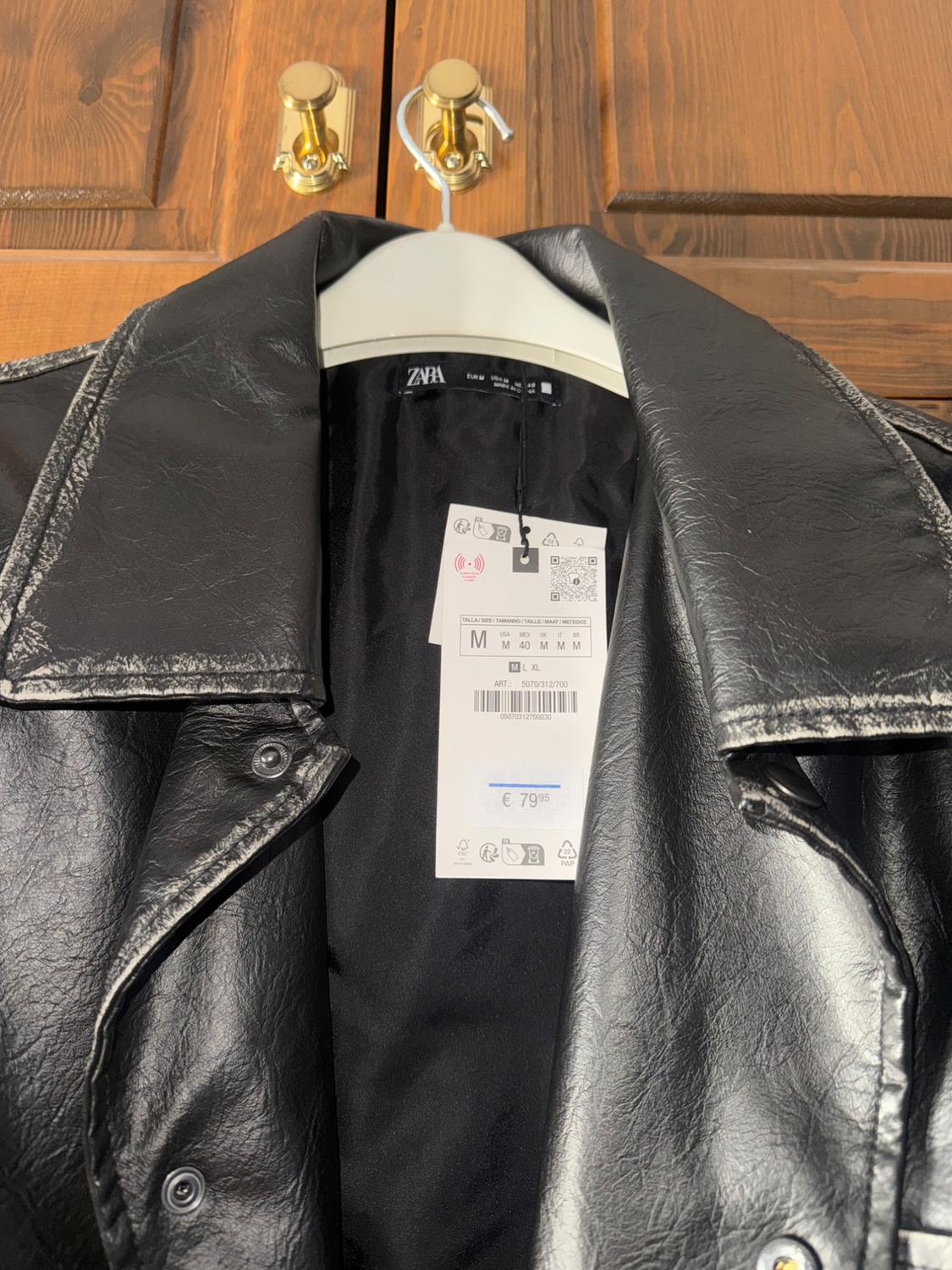 VINTAGE EFFECT LEATHER EFFECT BLAZER - Image 2