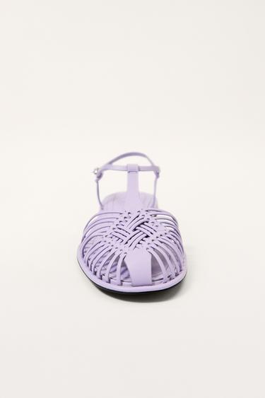 LIMITED EDITION BRAIDED LEATHER CAGE SANDALS - Mauve Purple by Zara - Image 3