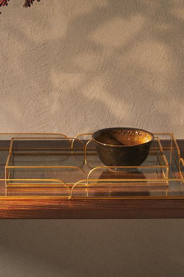 GLASS AND METAL TRAY - Gold by Zara