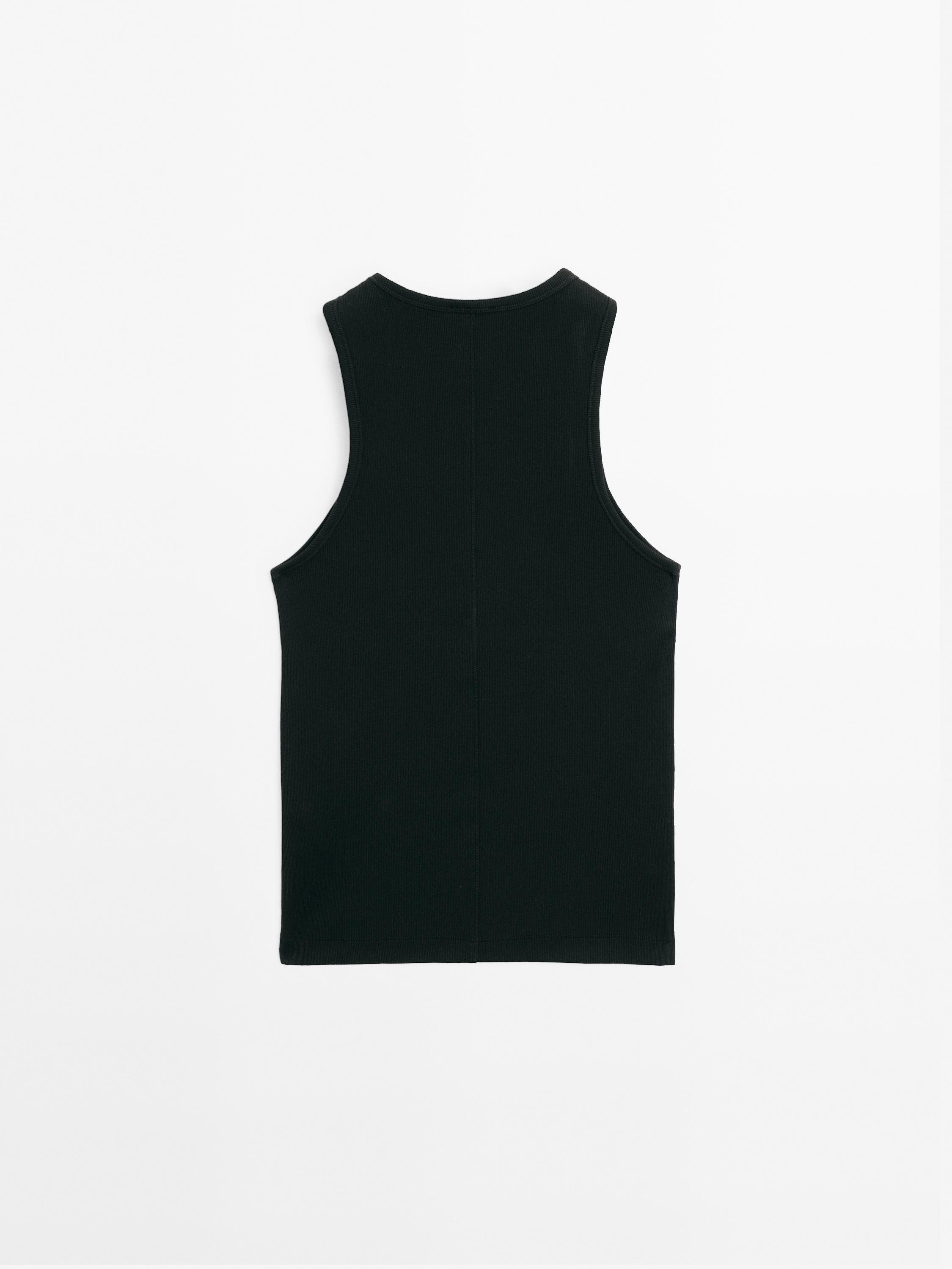 Cotton blend halter-neck top