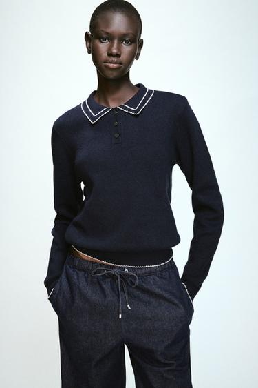 POLO PUNTO VIVOS CONTRASTE - Marino oscuro de Zara