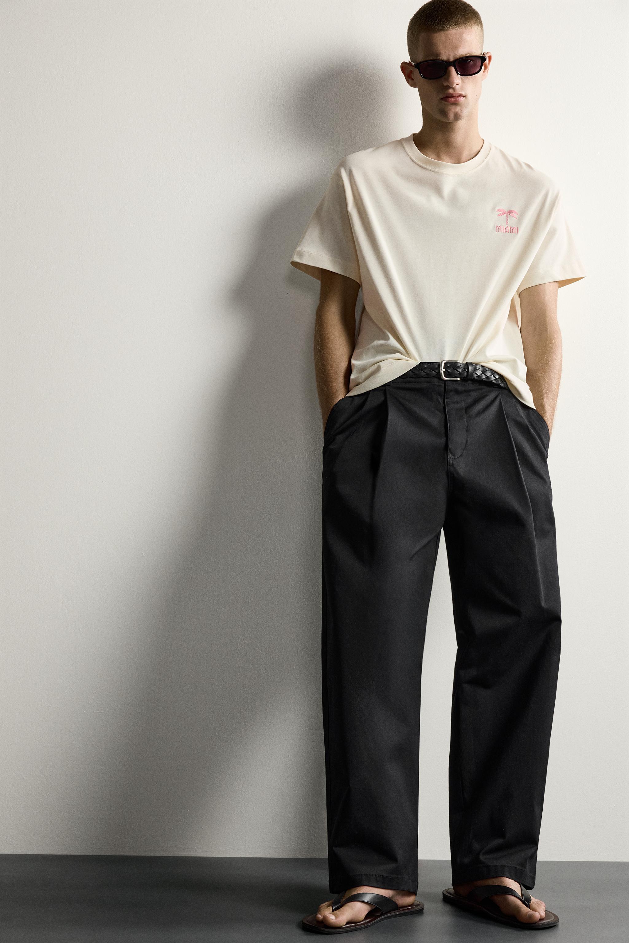 Мужские футболки Zara MIAMI PATCH RELAXED FIT T-SHIRT — фото 5