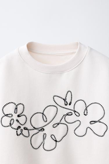 FLORAL CORD SWEATSHIRT - Ecru by Zara - Image 2