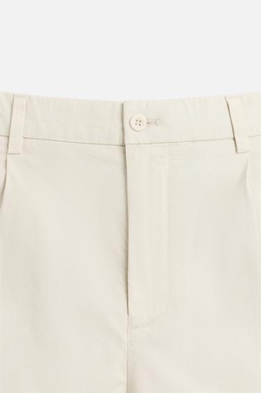 PLEATED REGULAR FIT BERMUDA SHORTS - Oyster-white by Zara - Image 7