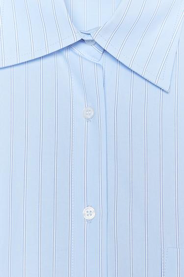 OVERSIZE STRIPED POPLIN SHIRT - White / Sky blue by Zara - Image 7