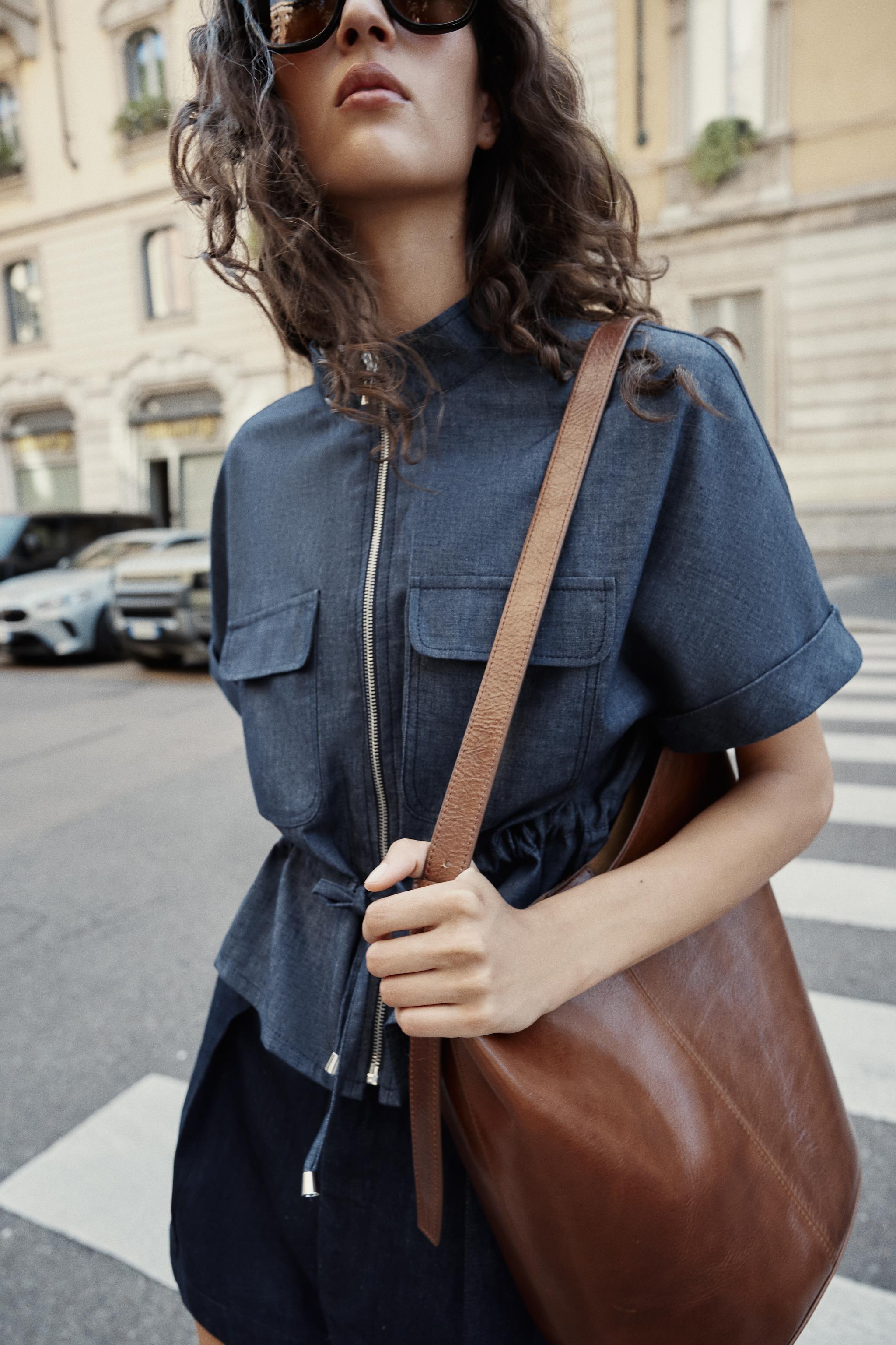 LINEN BLEND SHORT SLEEVE JACKET - Indigo | ZARA South Africa