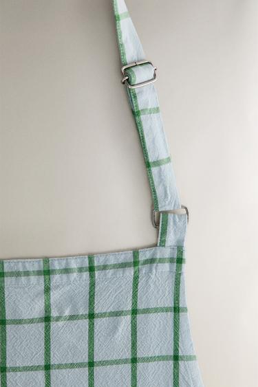 CHECK COTTON KITCHEN APRON - Blue by Zara - Image 1