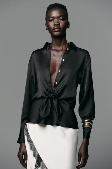 CAMISA SETINADA NUS - Negre de Zara
