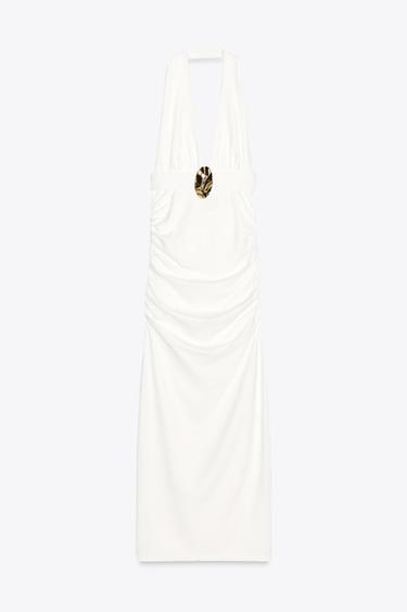 DRAPED HALTER DRESS - Oyster-white by Zara - Image 4