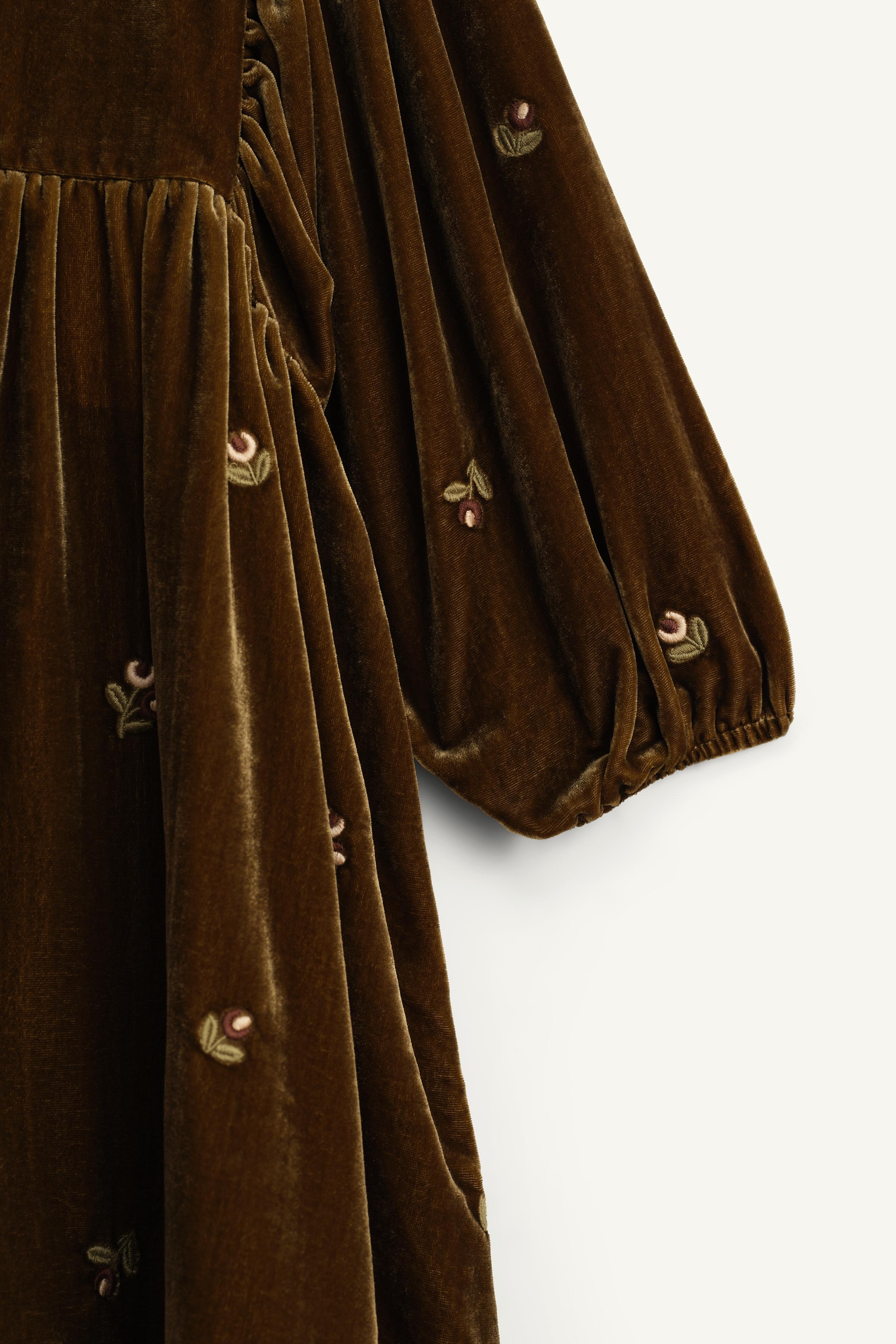 LIMITED EDITION EMBROIDERED FLORAL VELVET DRESS