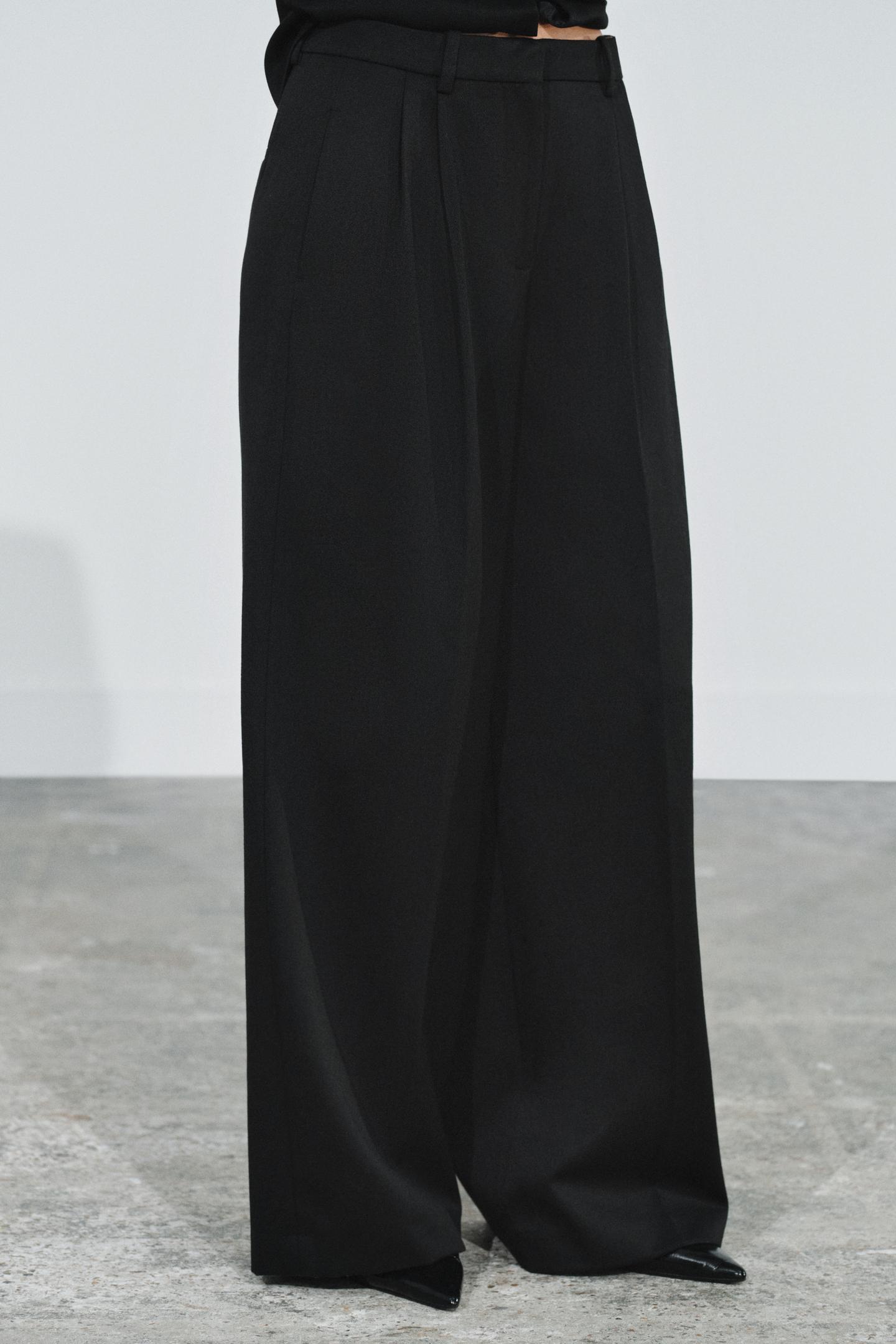 Женские брюки Zara ZW Collection Pleated, цвет: Чёрный — фото 2