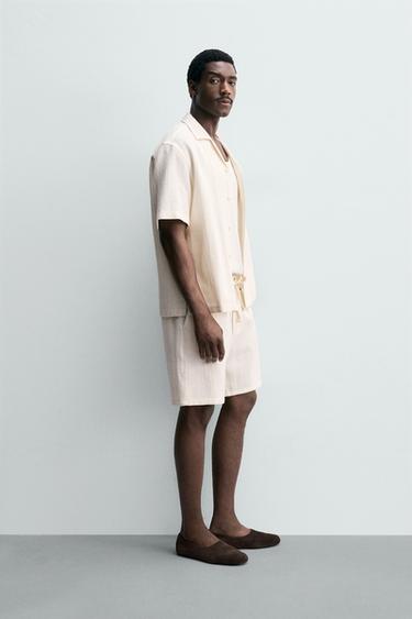 GEOMETRIC JACQUARD BERMUDA SHORTS - Ecru by Zara