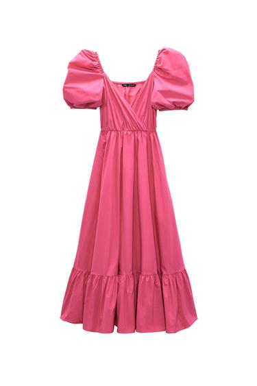 PUFF SLEEVE MIDI DRESS