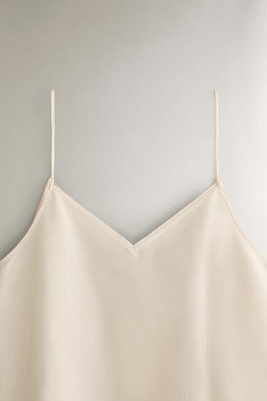TOP SOIE COTON - Écru de Zara - Image 1