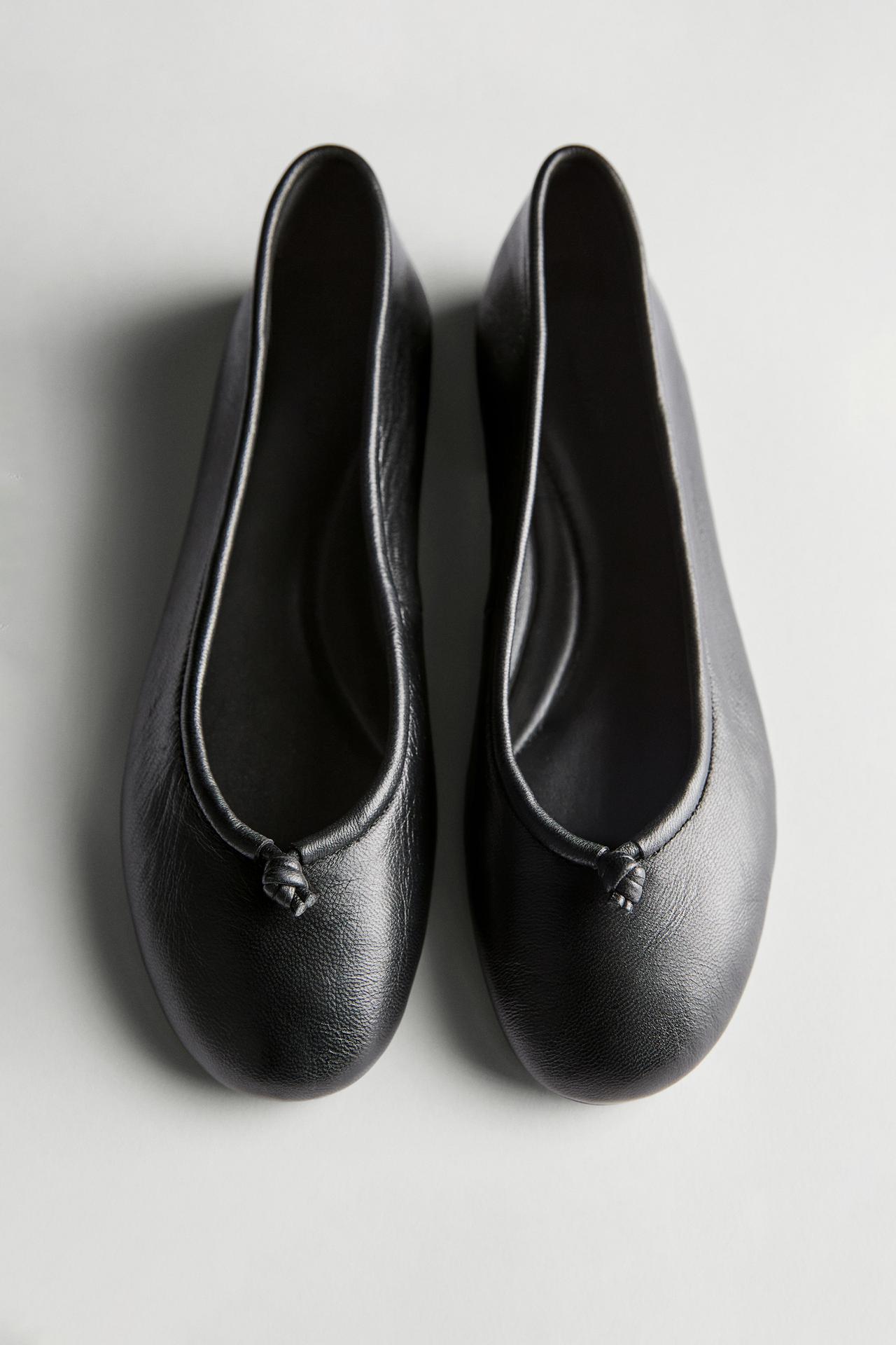 Leather knotted ballerina flats — Black