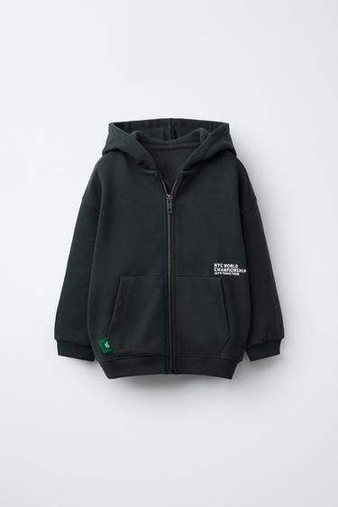 TEXT ZIP-UP JACKET - Black by Zara - Image 0