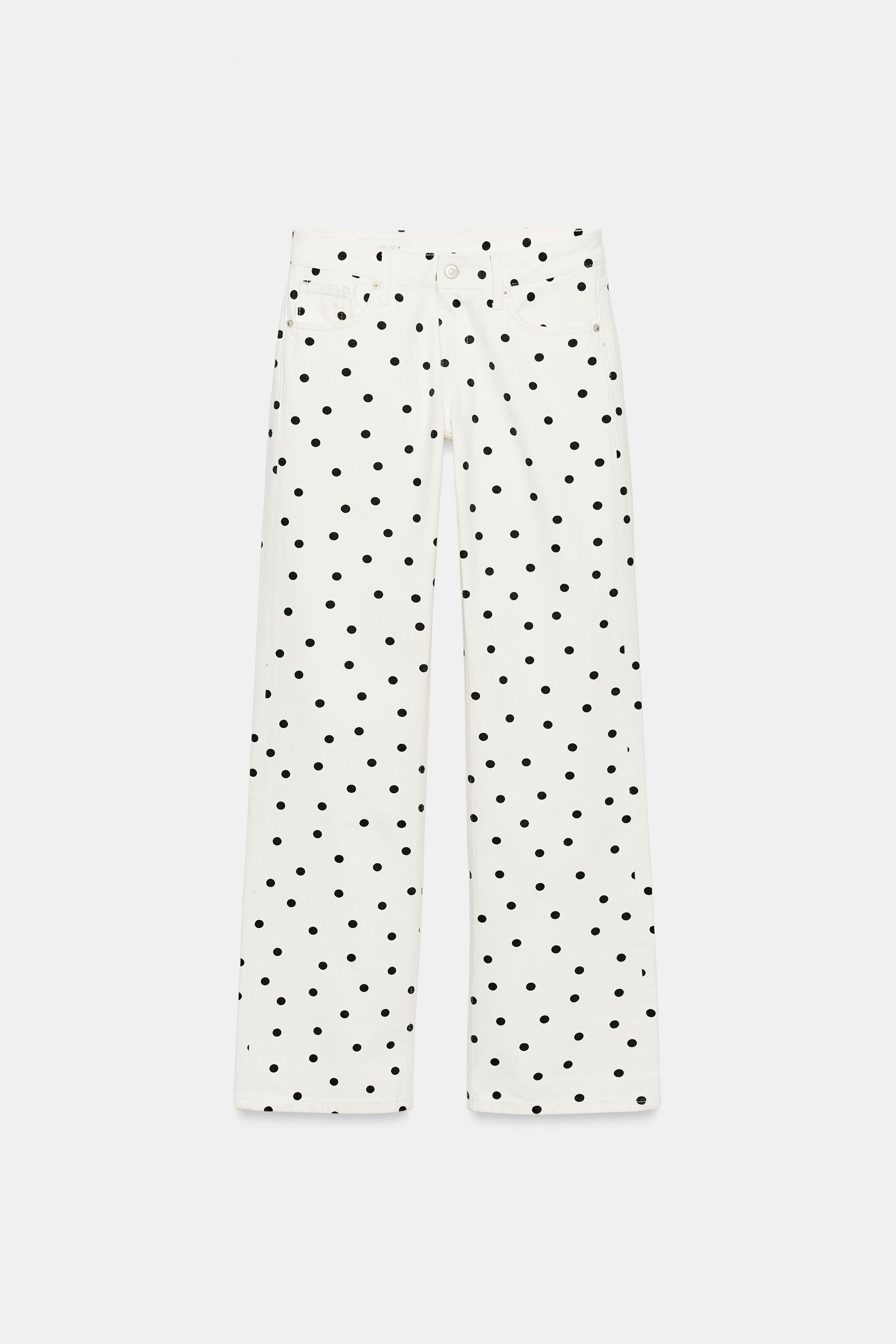 TRF LOW RISE WIDE LEG POLKA DOT JEANS