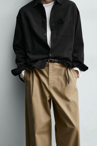 WIDE-LEG PLEATED TROUSERS - Beige by Zara - Image 5