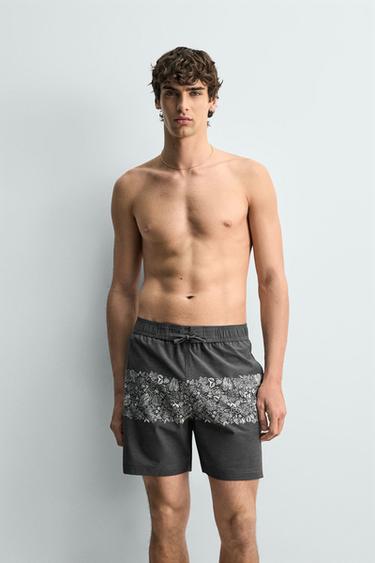 MAILLOT DE BAIN LONG À IMPRIMÉ FLORAL - Bleu marine de Zara - Image 4