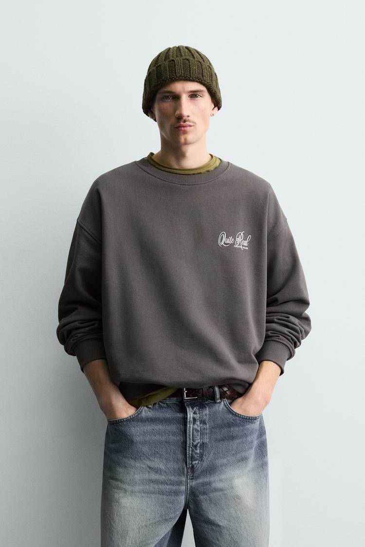 ZARA CREW NECK PRINTED SWEATSHIRT