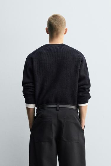 PULL STRUCTURÉ COUPE BOXY - Bleu marine foncé de Zara - Image 2