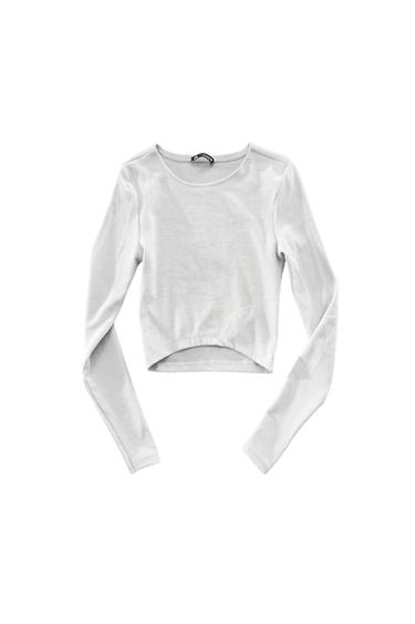 CROPPED STRETCH LONG SLEEVE TOP