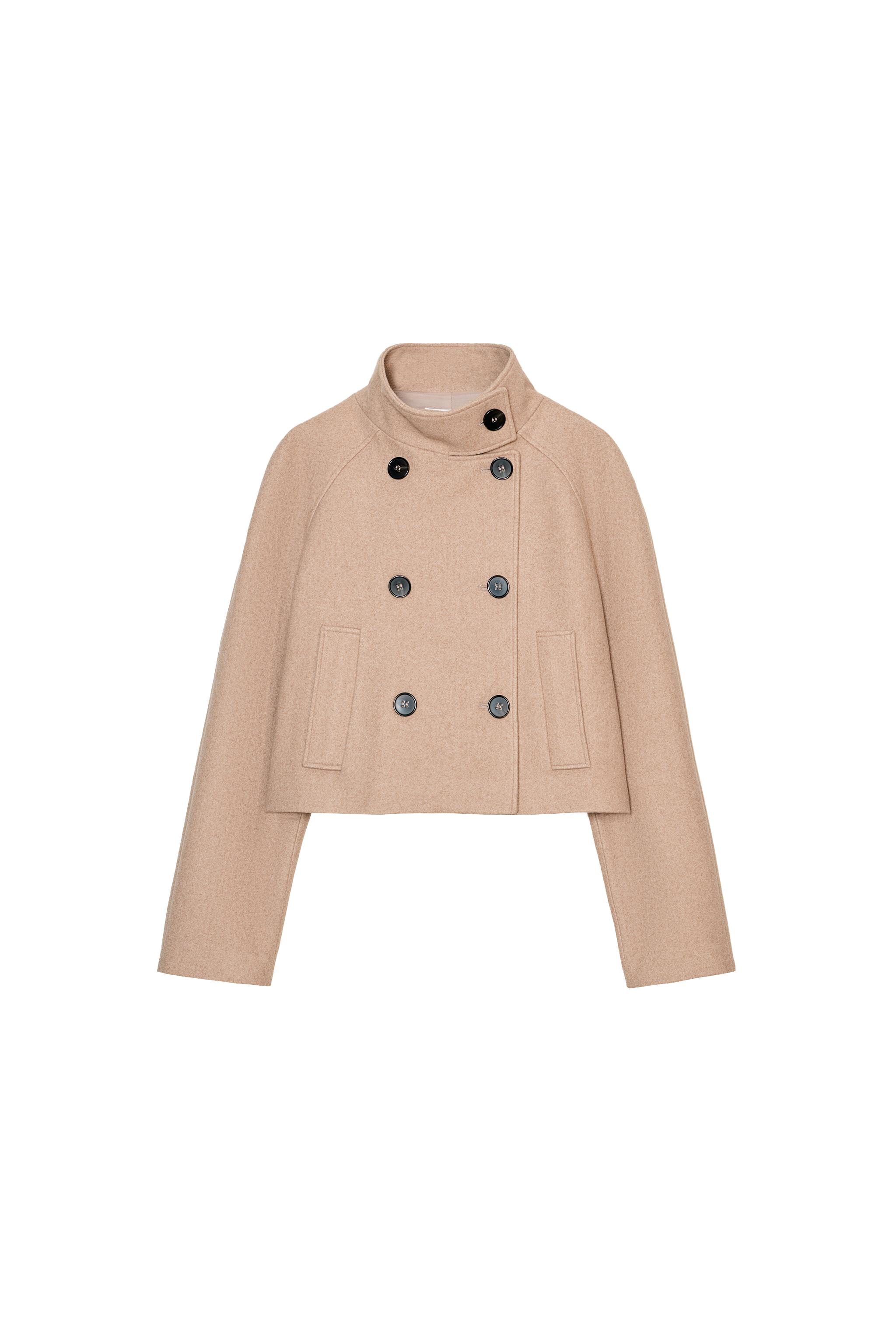 クロップド丈ハイネックジャケット - ブラウン | ZARA Japan / 日本