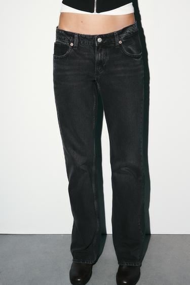TRF WIDE-LEG LOW-RISE JEANS - Black by Zara