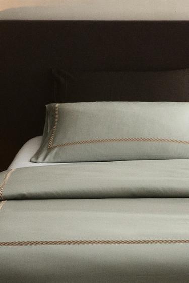 SATEEN DUVET COVER WITH DECORATIVE EMBROIDERY - Green by Zara - Image 5