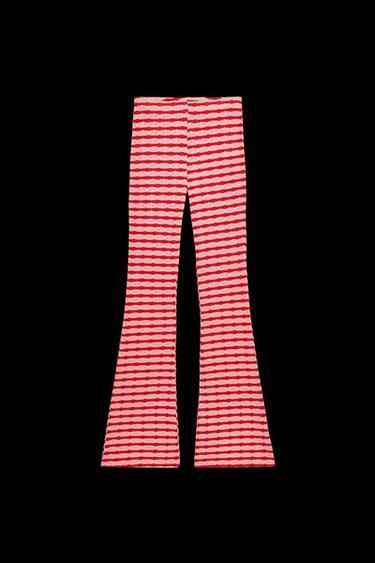PANTALÓN FLARE JACQUARD - Rosas de Zara - Imagen 0