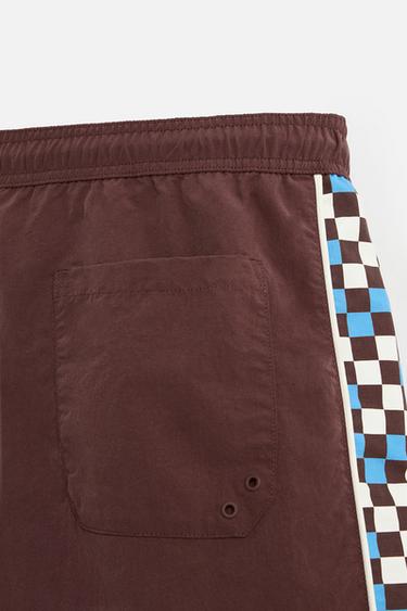 LONG CONTRAST TRIM SWIMMING TRUNKS - Burgundy by Zara - Image 8