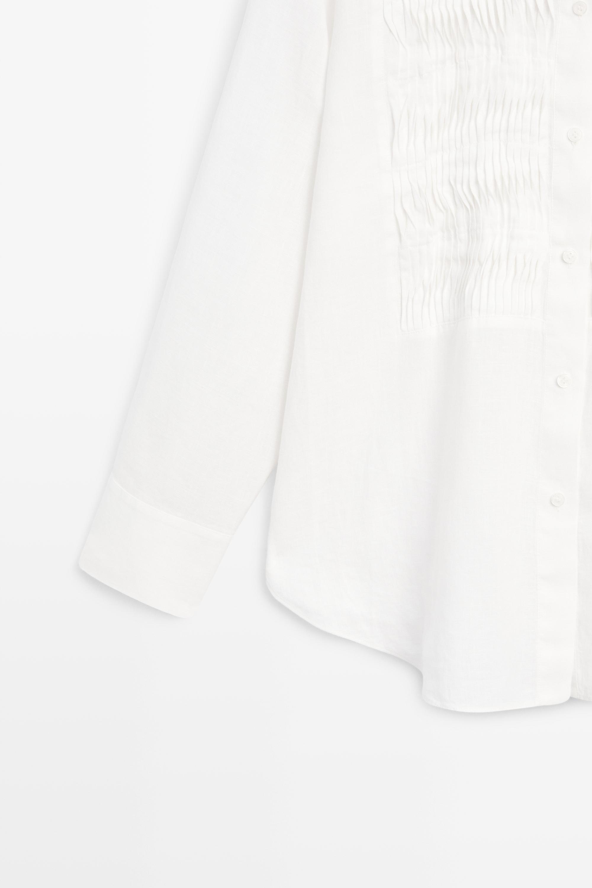 100% linen shirt with bib detail