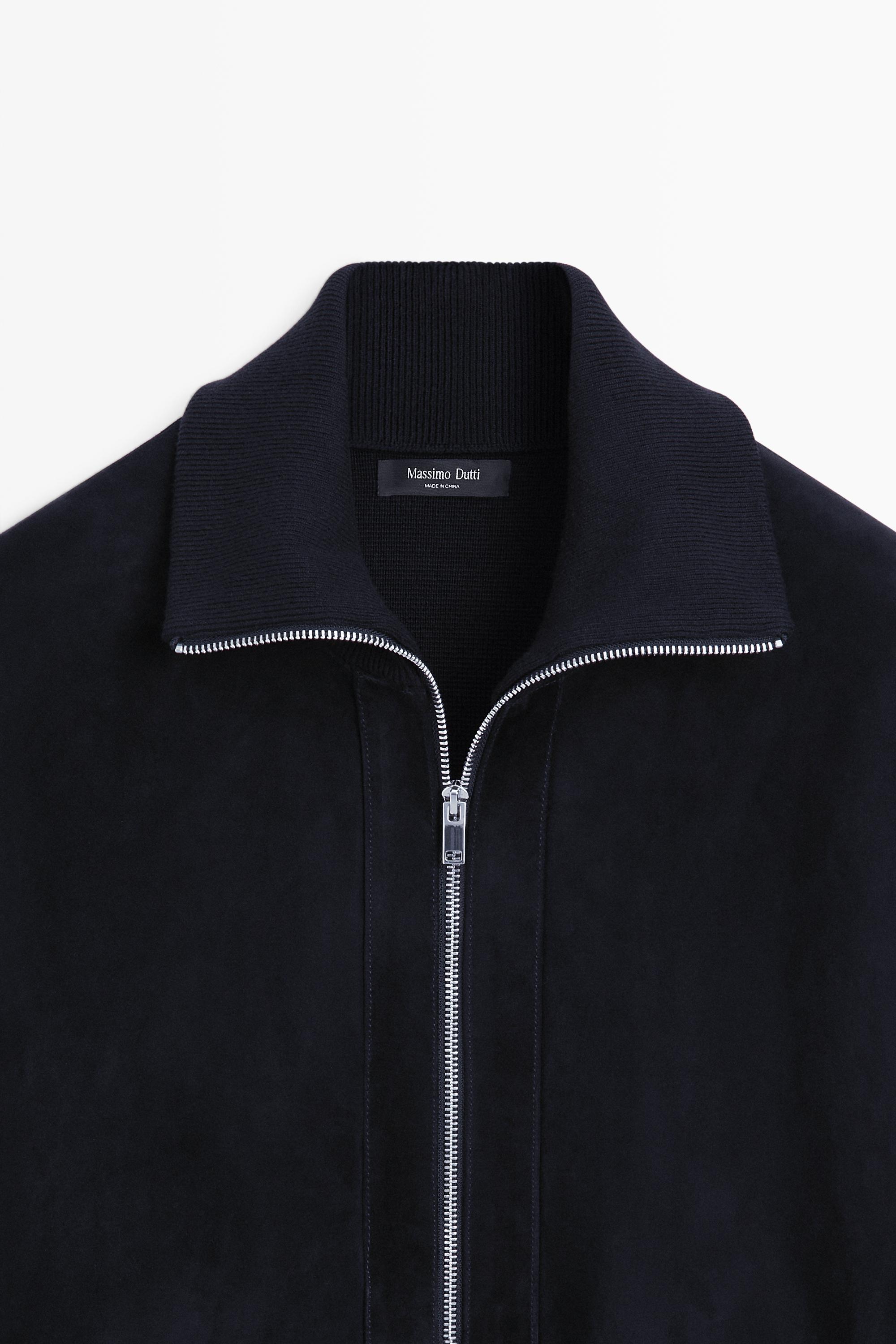 Veste en tissu combiné cuir et daim