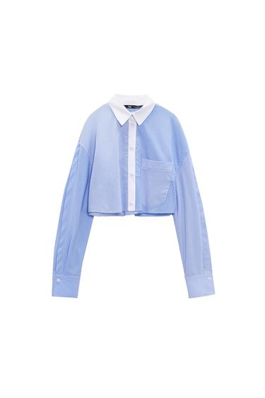 MIXED STRIPED CROP SHIRT