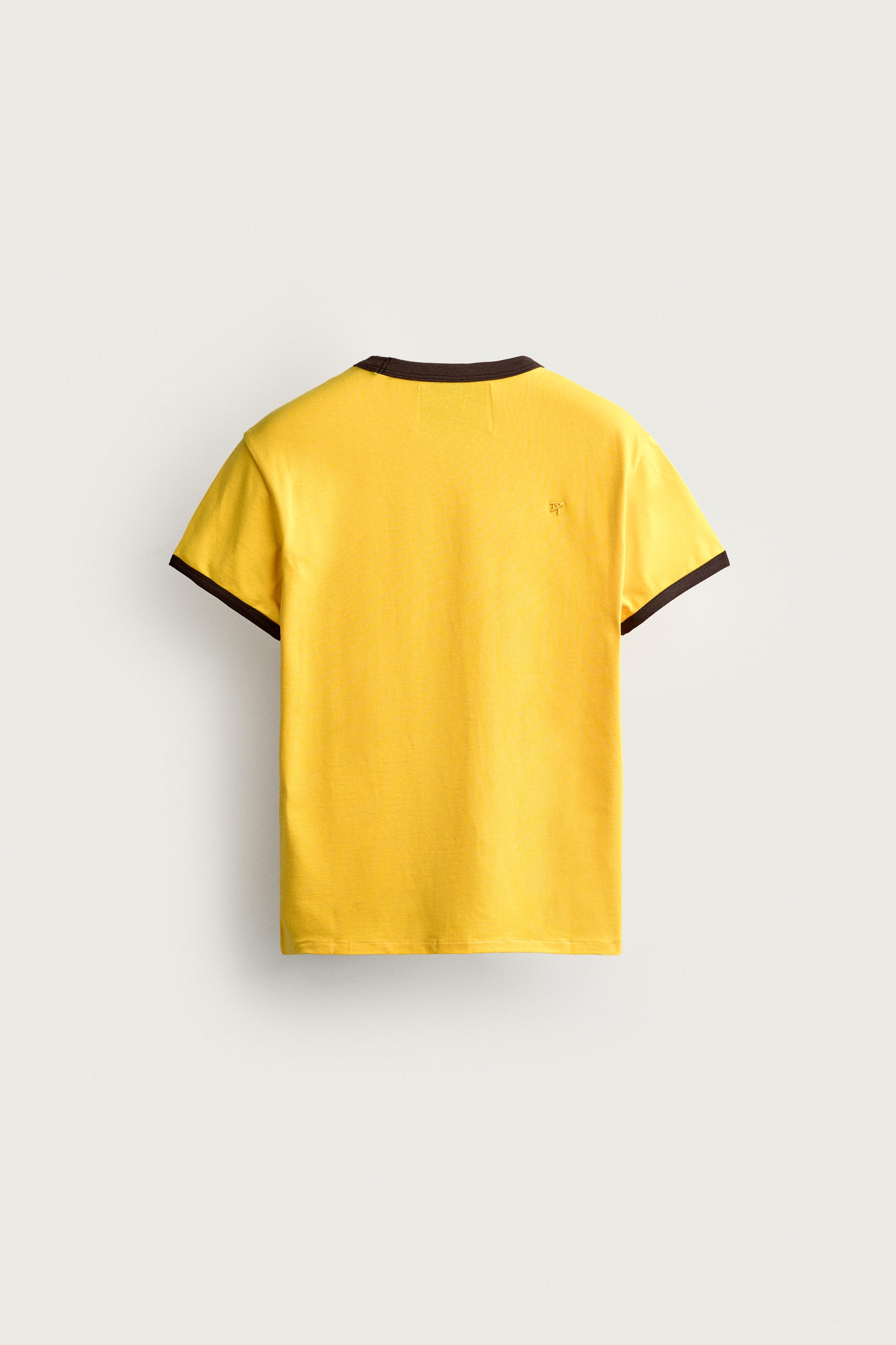 Zara SLIM FIT FİTİLLİ KONTRAST T-SHIRT görsel 7