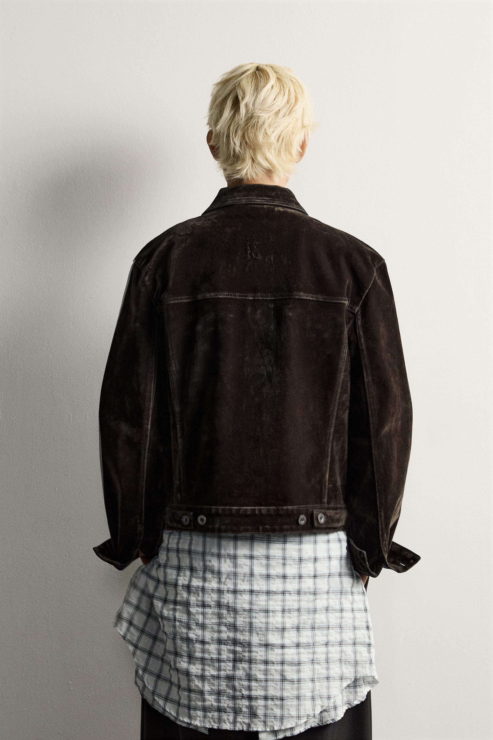 FLOCKED DENIM CROPPED JACKET - thumbnail 9