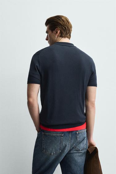 POLO REGULAR FIT EN MAILLE - Bleu marine de Zara - Image 2
