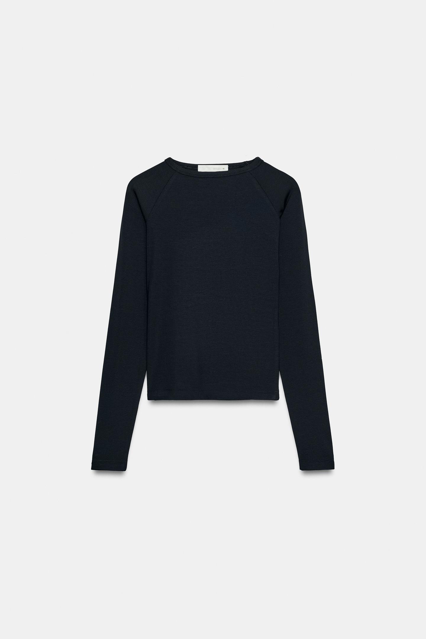 Женская футболка Zara Raglan Sleeve, цвет: Чёрный — фото 5