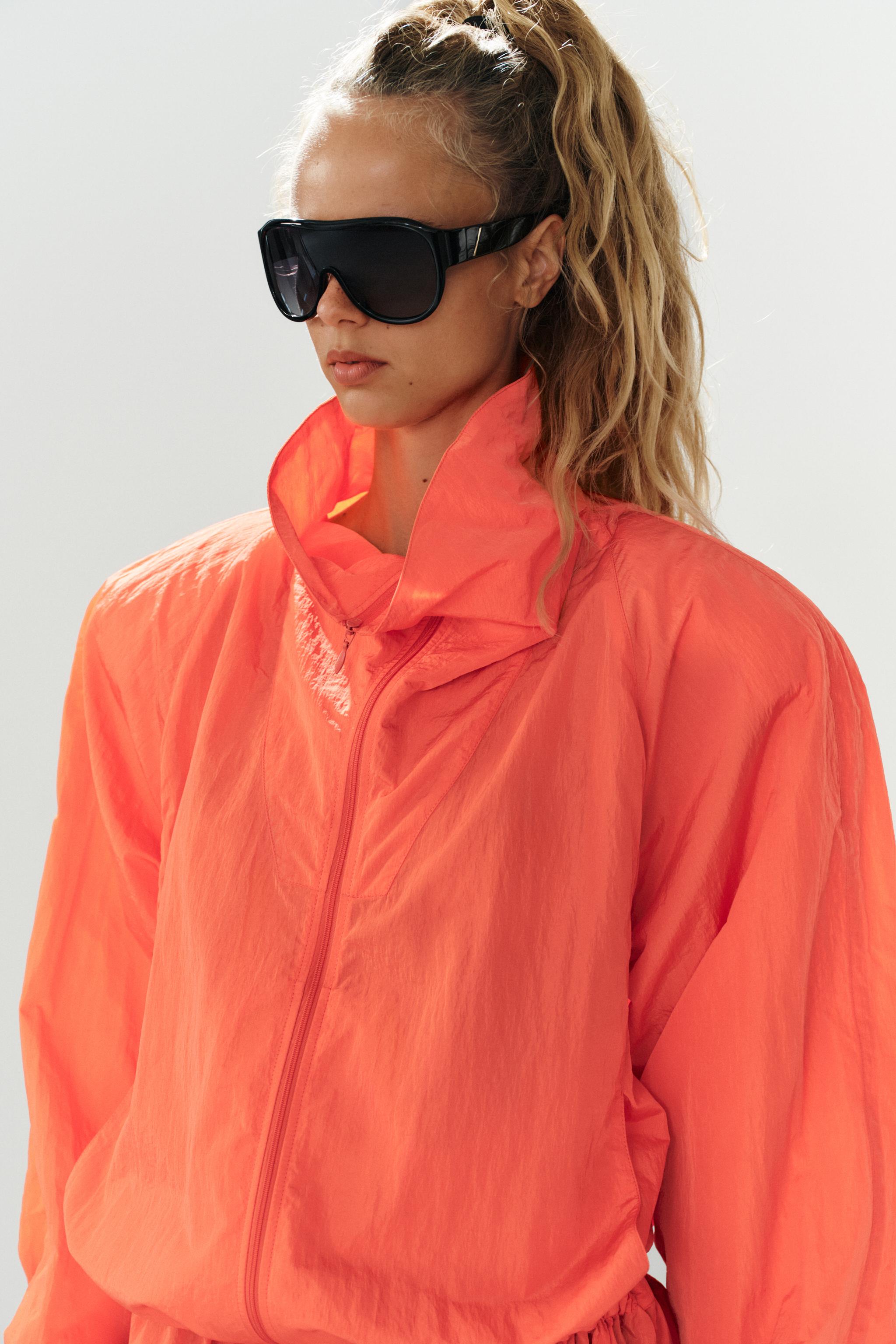 NYLON JACKET WITH SHOULDER PADS AND ZIP