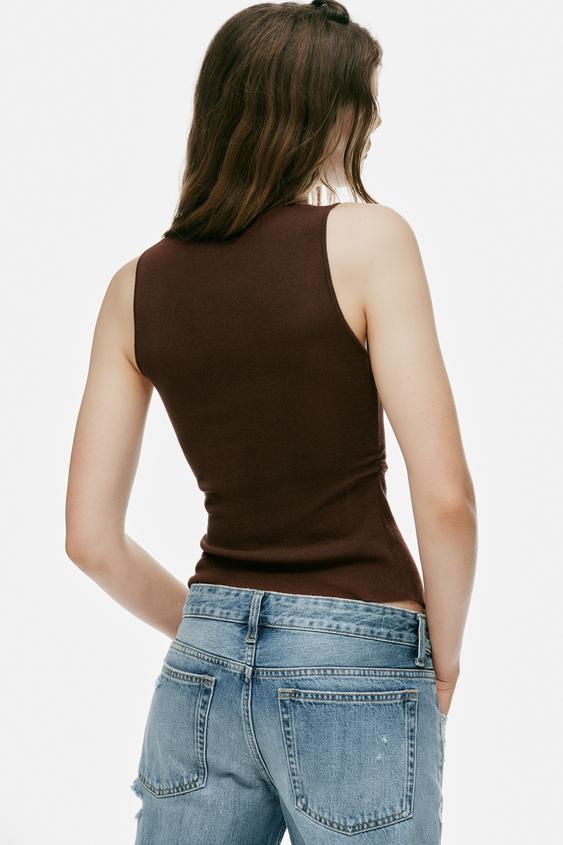 TOP EN MAILLE DRAPÉ - Marron de Zara - Image 2