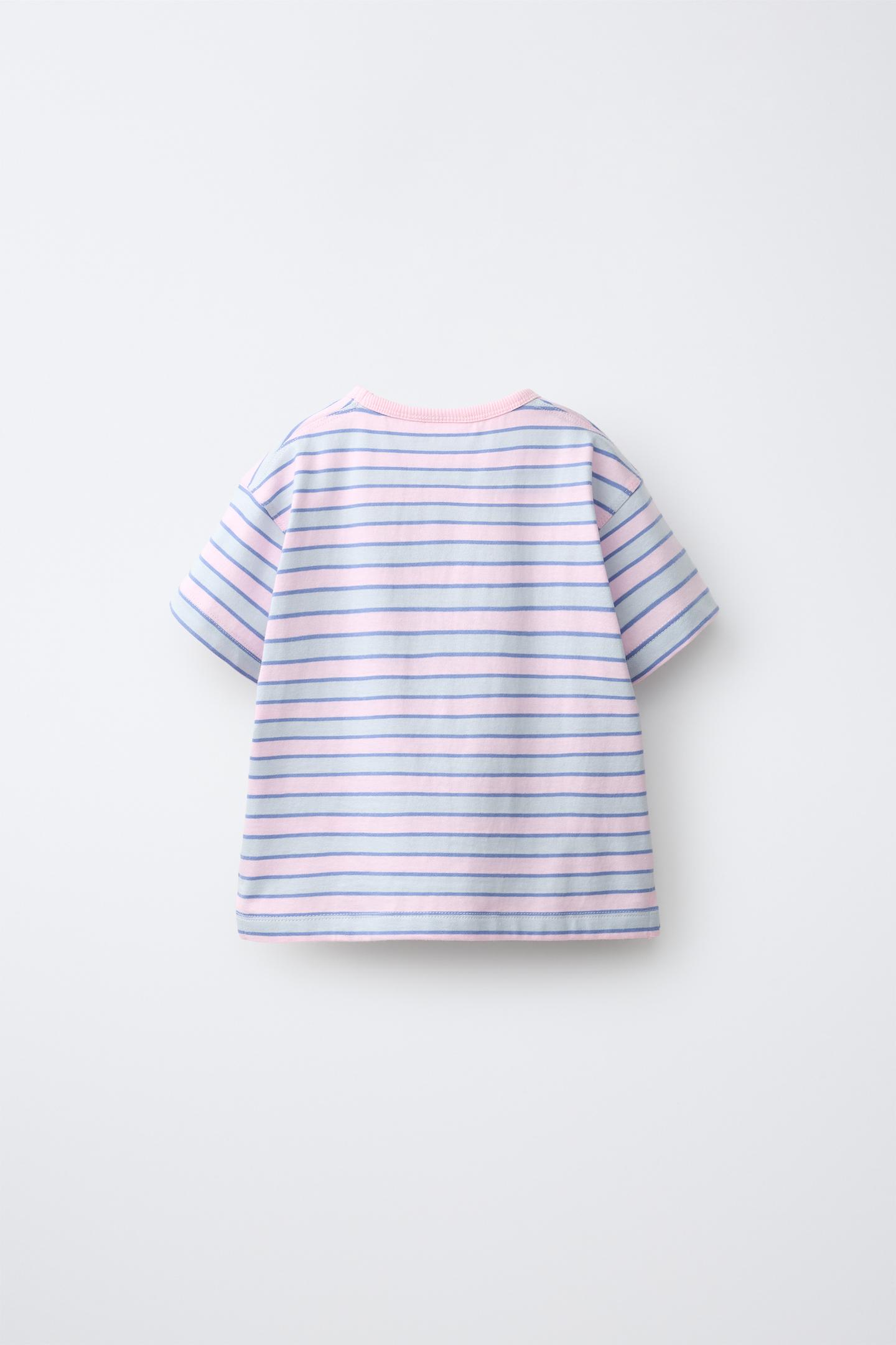 Детская футболка Zara Striped, цвет: Розовый — фото 2