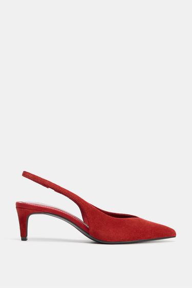 ZAPATO TACÓN PIEL DESTALONADO - Rojo de Zara