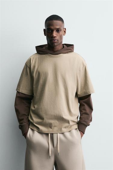 HEAVYWEIGHT REVERSE-EFFECT T-SHIRT - Sand by Zara