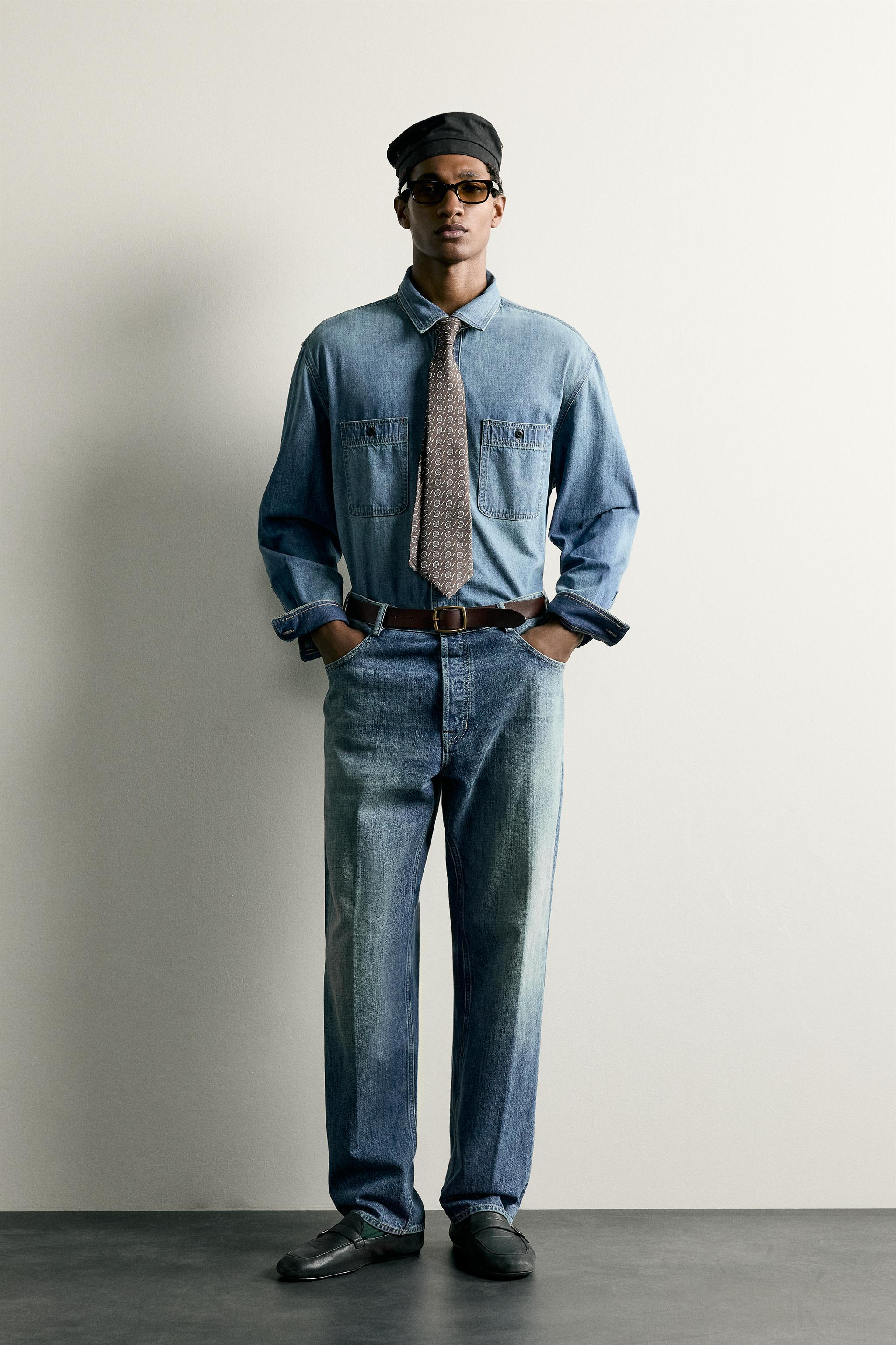 WASHED LIGHTWEIGHT DENIM SHIRT - Mid-blue | ZARA Canada